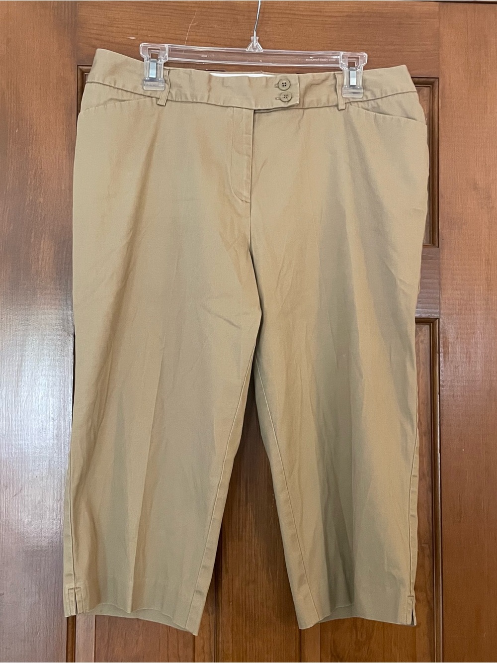 George London Fit Women’s Beige (Dune) Capris, Cotton/Spandex, Size 14